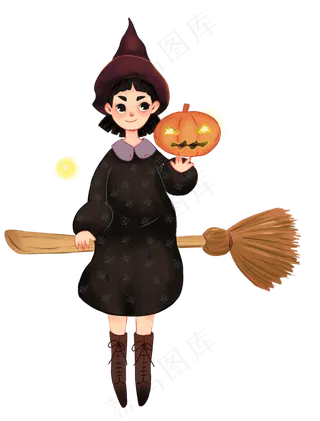 万圣飞扫把女巫,免抠元素