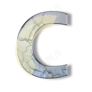 破旧裂纹墙壁PSD字母C