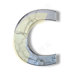 破旧裂纹墙壁PSD字母C