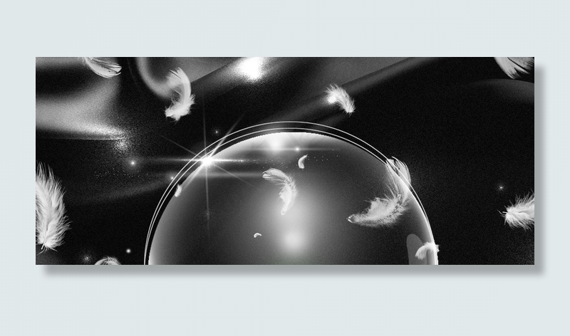 创意黑色质感羽毛背景合成