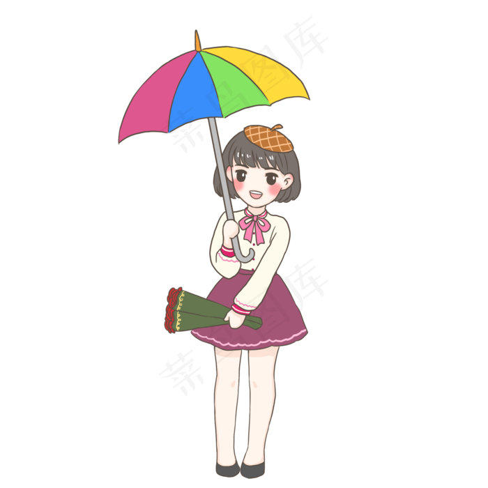 情人节彩色元三玫瑰花女方PNG(2000X2000(DPI:300))psd模版下载