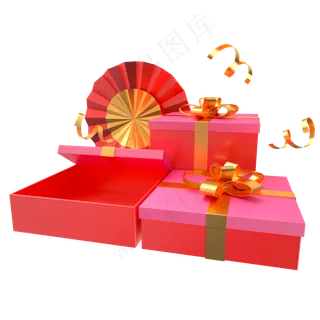 红色节日促销礼盒,免抠元素