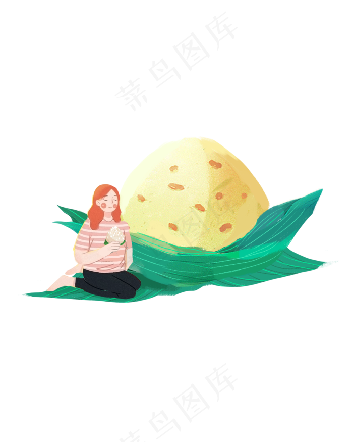 端午少女吃粽子png素材(2000X2500(DPI:300))psd模版下载