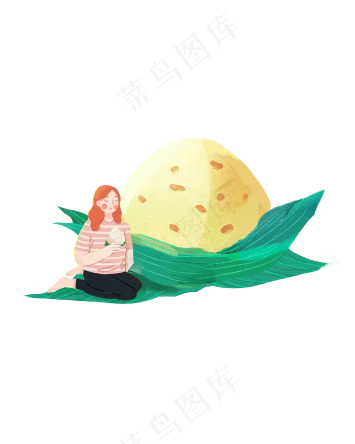 端午少女吃粽子png素材(2000X2500(DPI:300))psd模版下载