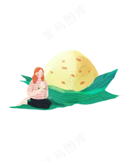 端午少女吃粽子png素材
