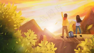 唯美秋季登高风景