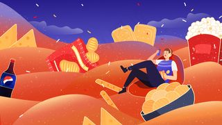 美食零食购物促销电商双十一活动扁平配图