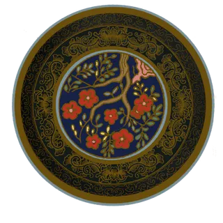 中国古典纹饰黑金圆形梅花纹饰,免抠元素