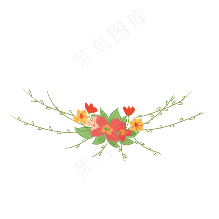 手绘小清新花纹花环(2000X2000(DPI:300))psd模版下载