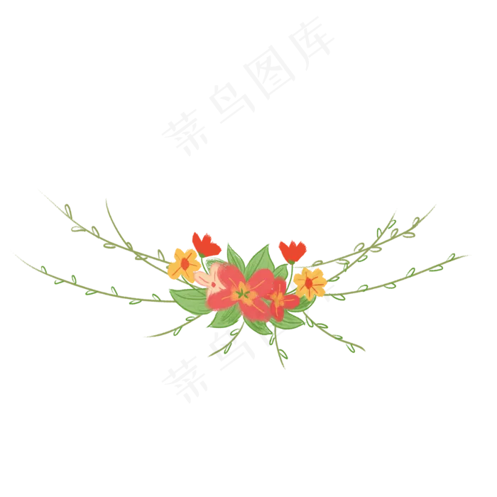 手绘小清新花纹花环(2000X2000(DPI:300))psd模版下载