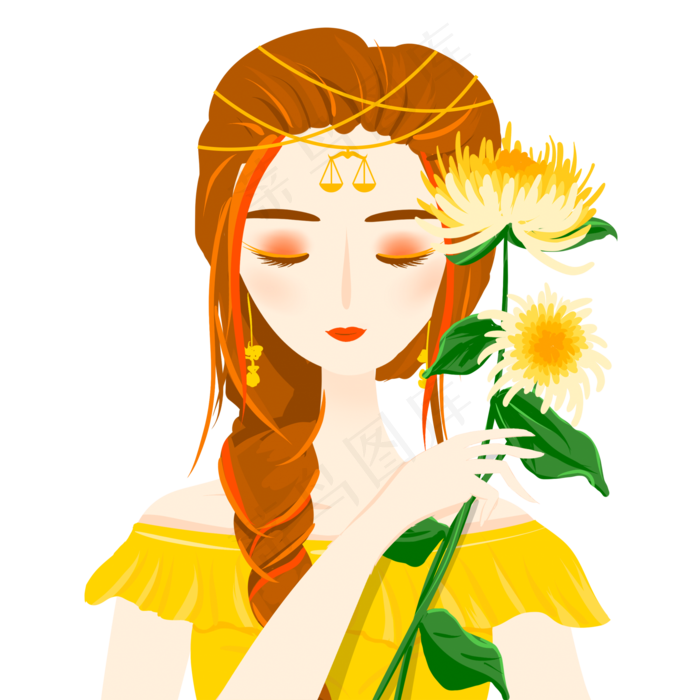 手绘卡通美丽花仙子元素(2000X2000(DPI:300))psd模版下载
