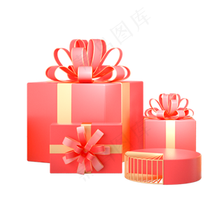 红色创意礼盒包装元素,免抠元素