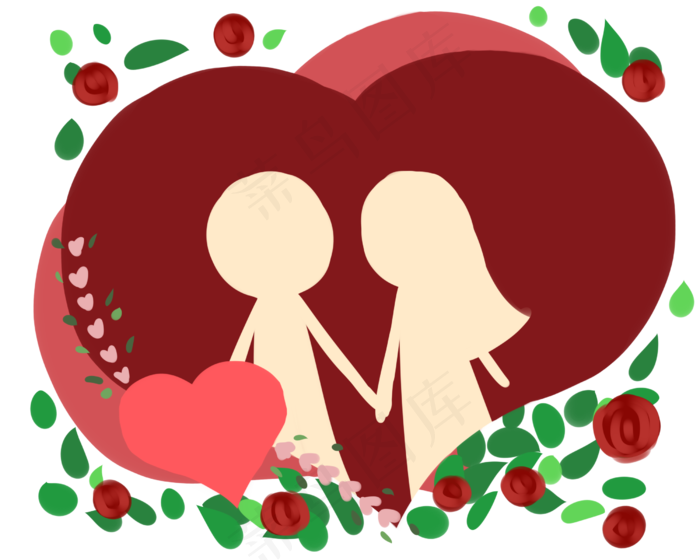 结婚证相关元素爱心剪影甜蜜的小