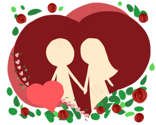 结婚证相关元素爱心剪影甜蜜的小