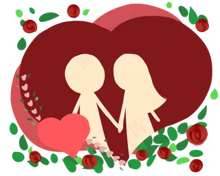 结婚证相关元素爱心剪影甜蜜的小