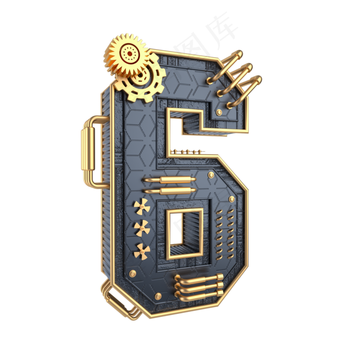 黑金机械倒计时数字6