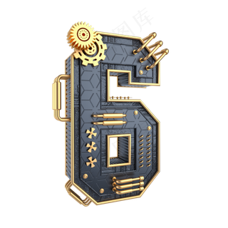 黑金机械倒计时数字6