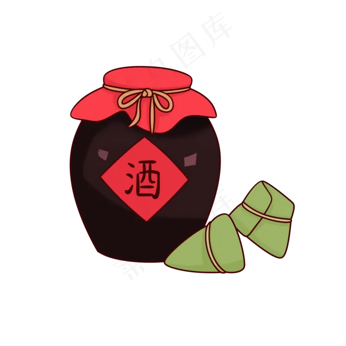 端午节之酒和粽子免抠素材(2000X2000(DPI:300))psd模版下载