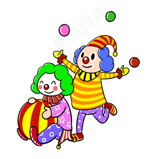 卡通愚人节小丑表演节目png透