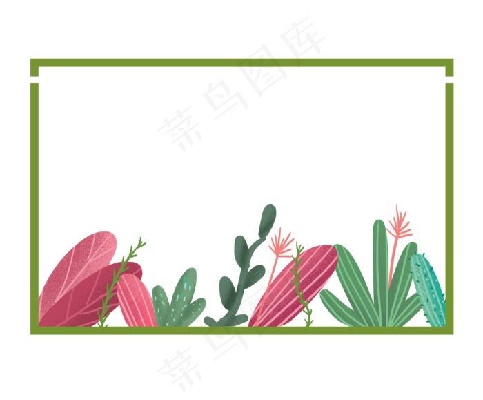 春天多肉植物边框,免抠元素