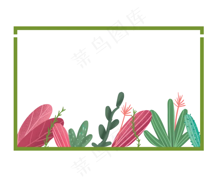 春天多肉植物边框,免抠元素(2975*2460px 300 dpi )psd模版下载