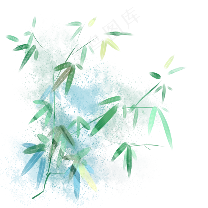 水彩绿色竹子(2000X2000(DPI:299))psd模版下载
