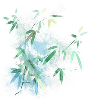 水彩绿色竹子