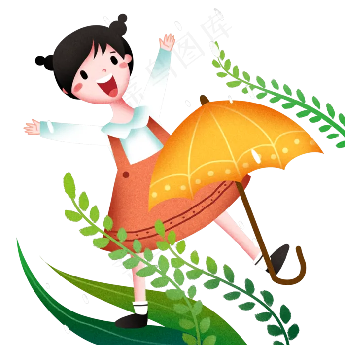 谷雨开心的小女孩(2000X2000(DPI:299))psd模版下载