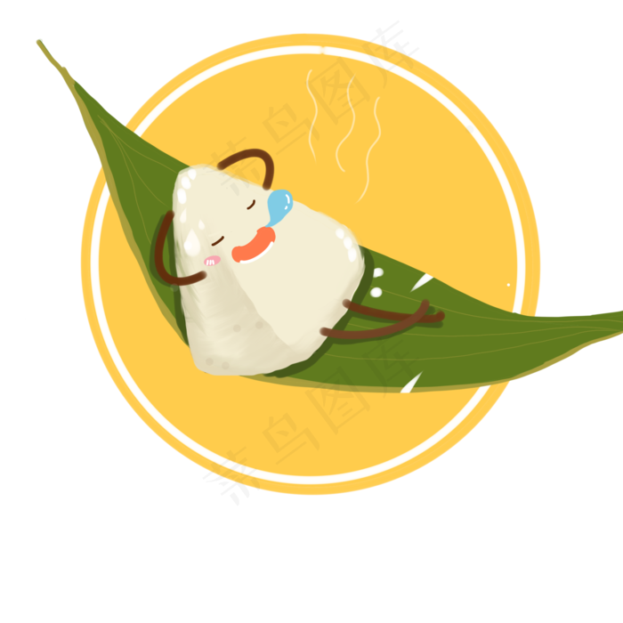 端午节黄色卡通饮食业粽子PNG(2000X2000(DPI:300))psd模版下载