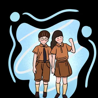 儿童节招手的小朋友