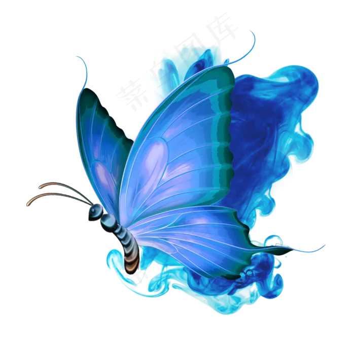 蝴蝶蓝紫水墨展翅(2500X2500(DPI:300))psd模版下载
