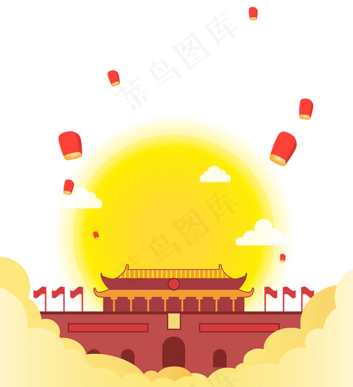 中秋国庆双节场景装饰,免抠元素(1200*1314px 300 dpi )ai矢量模版下载