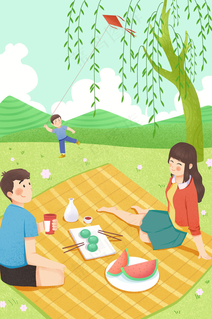 清明清明节踏青春季小长假(3545X5315(DPI:300))psd模版下载