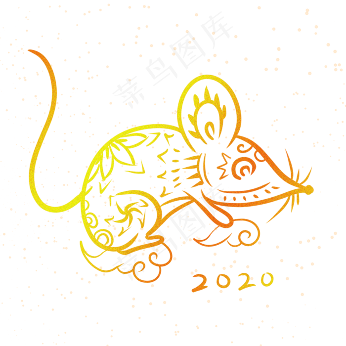 烫金中国风鼠年,免抠元素