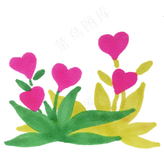 情人节爱心小花手绘素材