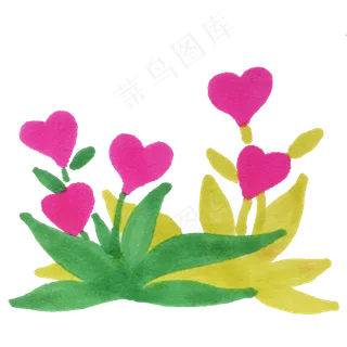 情人节爱心小花手绘素材