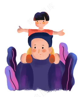 父亲节骑脖子父子免扣PNG