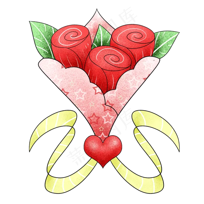 红色的爱心玫瑰花束(2000X2000(DPI:300))psd模版下载