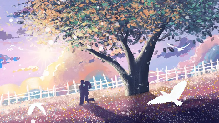 梦幻场景情人节浪漫唯美治愈系(2880*1620px 300 dpi )psd模版下载