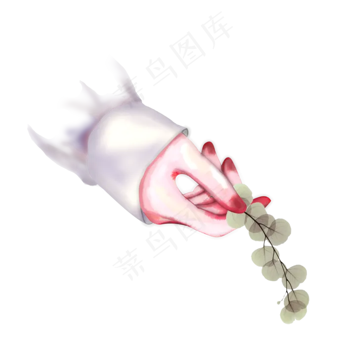 拿着小叶子的古风手(2000X2000(DPI:300))psd模版下载
