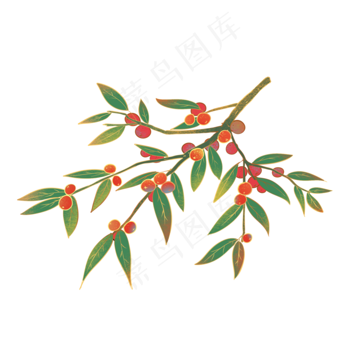 立秋秋分国潮风山楂红果树枝(2000X2000(DPI:300))psd模版下载