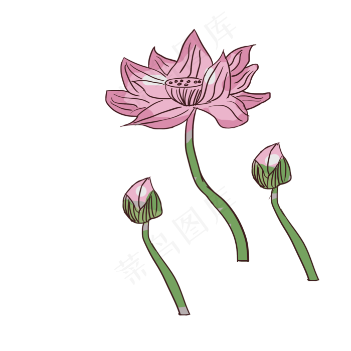 粉色水墨荷图片素材(2000*2000px 300 dpi )psd模版下载