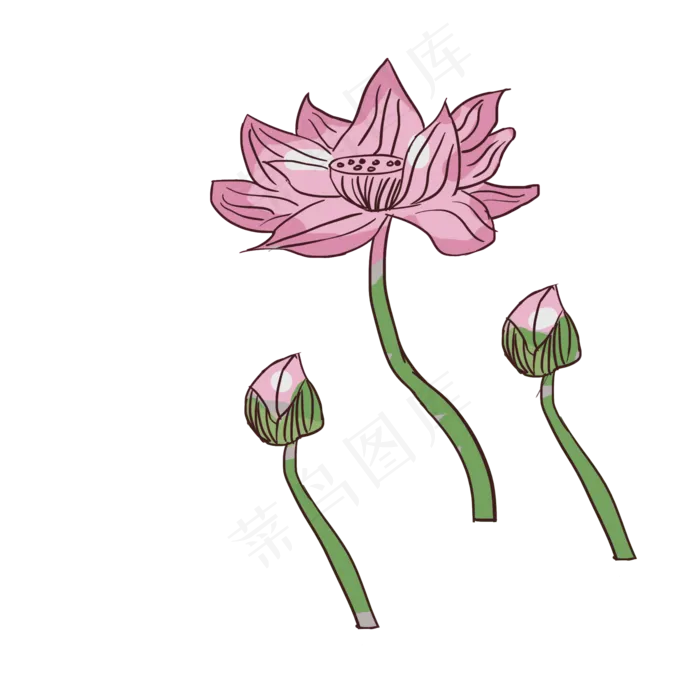 粉色水墨荷图片素材(2000*2000px 300 dpi )psd模版下载