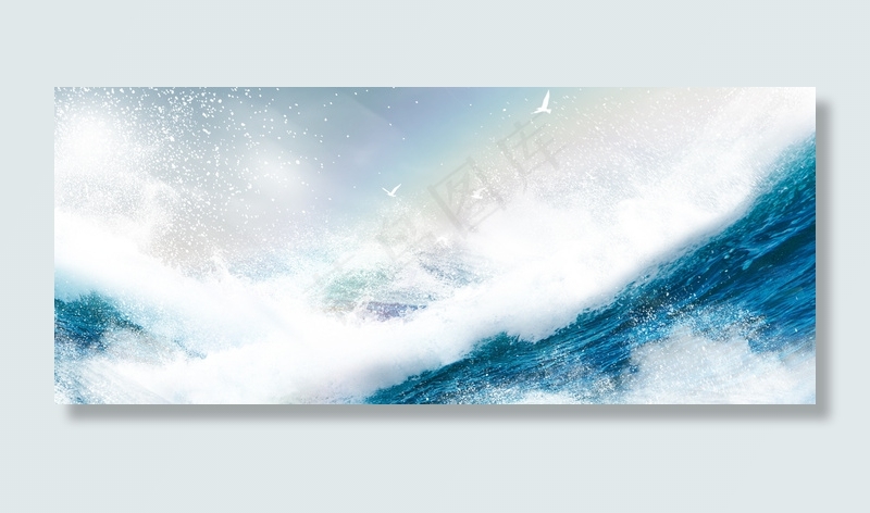 夏日海浪深蓝色清新大海背景