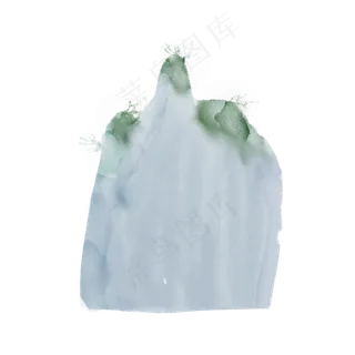 水彩山水淡彩群山石头