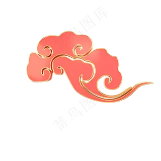 红色金色中国风祥云,免抠元素