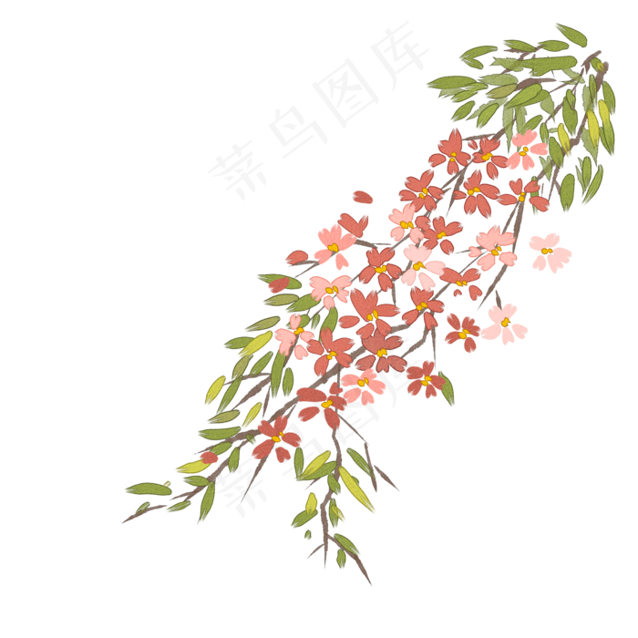 水彩中国风植物透明底免抠(2000X2000(DPI:299))psd模版下载