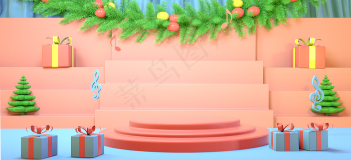 c4d圣诞电商banner背景