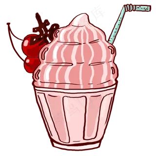 粉色的水果冰淇淋