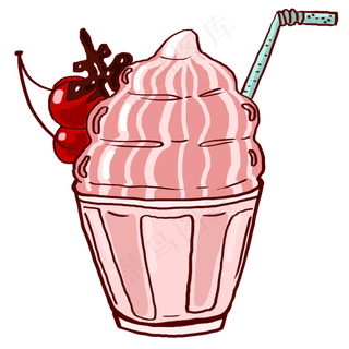 粉色的水果冰淇淋